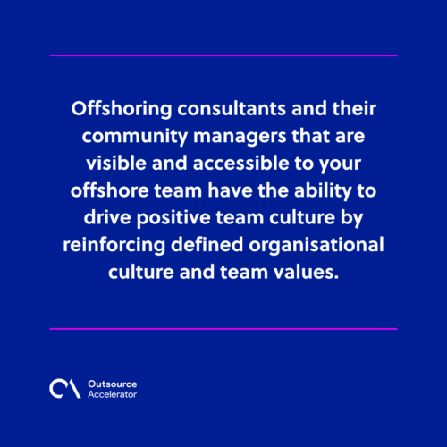 Offshoring consultant driving positive team culture