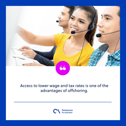 Outsourcing means offshoring. There is no difference