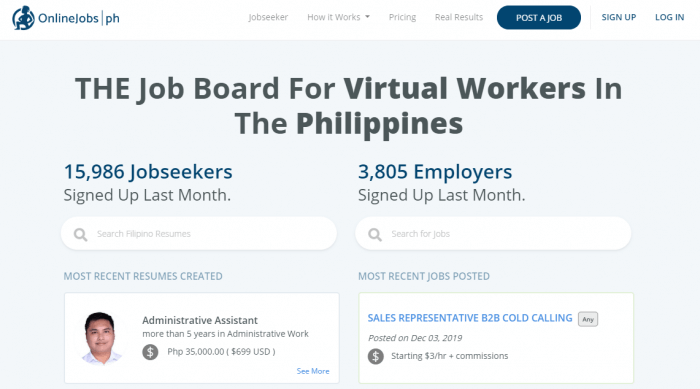 OnlineJobs.ph homepage