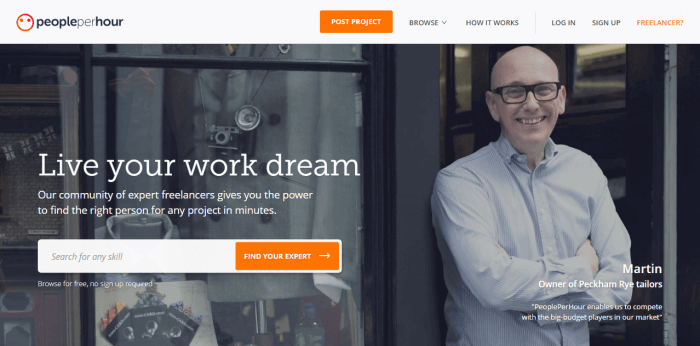 PeoplePerHour homepage
