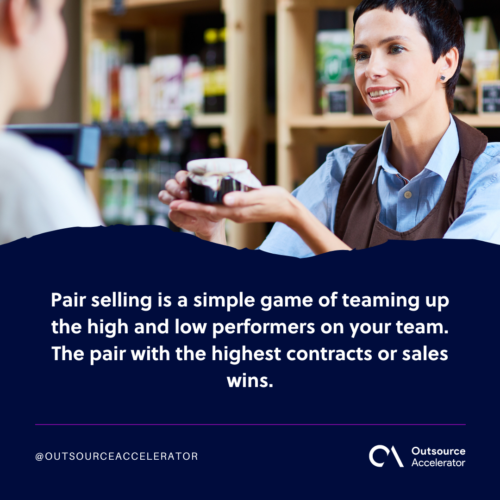 Pair selling sales game for training