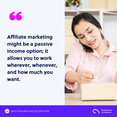 advantages of affiliate marketing