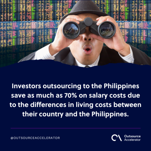 Cost reductions from outsourcing accounting to the Philippines