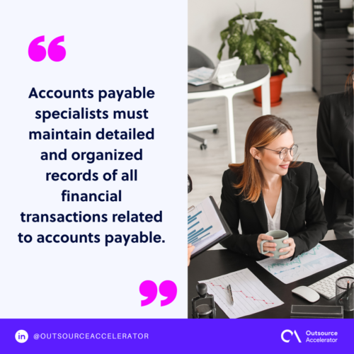 Accounts payable specialist recordkeeping duties