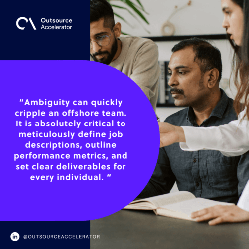 Define roles, expectations, and accountability for offshore teams