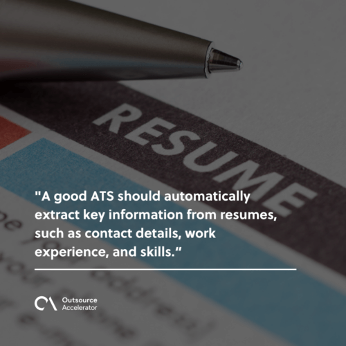 Resume parsing feature in a free applicant tracking system