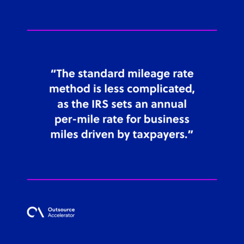 Methods of deduction: Actual expenses vs standard mileage rate