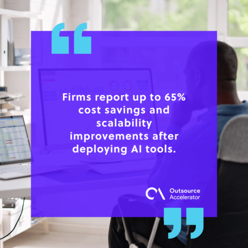 chart showing firms achieving major cost savings with AI