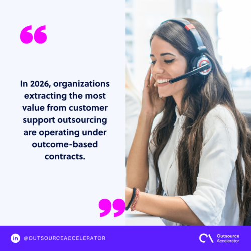 Customer support outsourcing value from outcome-based contracts