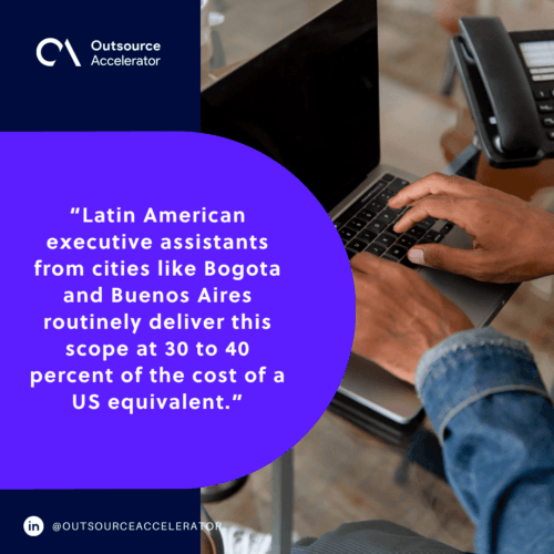 Latin American executive assistant supporting a business owner hiring a full team