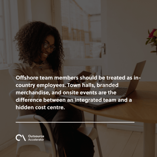 Office-based offshore staffing team included in company culture