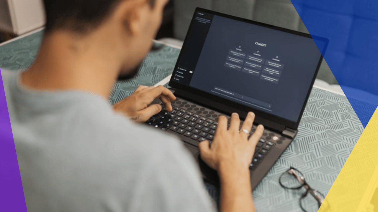 AI data annotation cost - person using an AI tool on a laptop