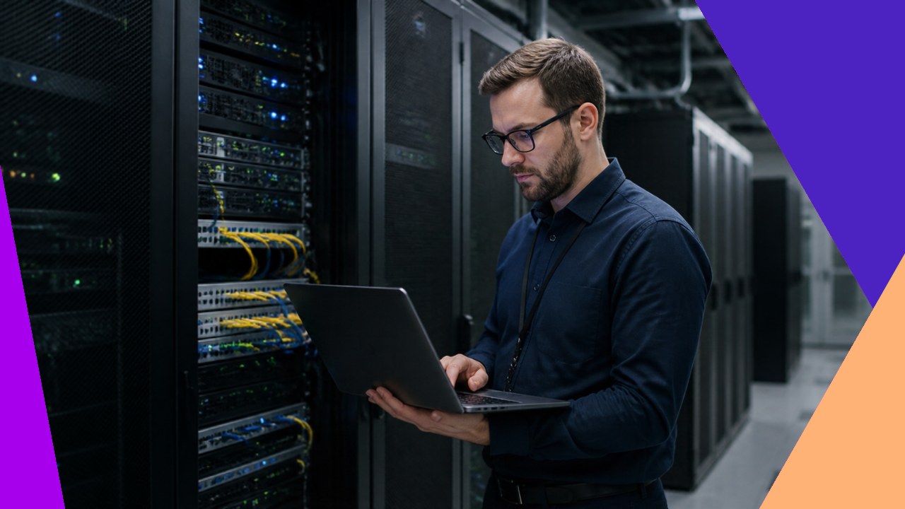 An IT systems administrator managing servers and network equipment