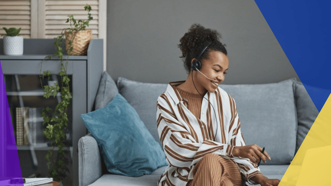 virtual assistant team expansion - virtual assistant with a headset working from home on a laptop